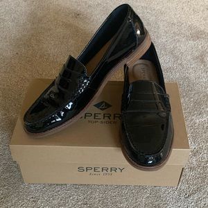 Sperry Black Patent Leather Loafers Size 12